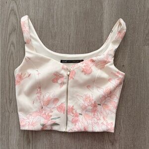 Cropped Cream and Pink Fitted Top